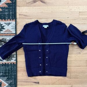 Vintage 100% cotton Liz Claiborne petite snap button cardigan sweater large